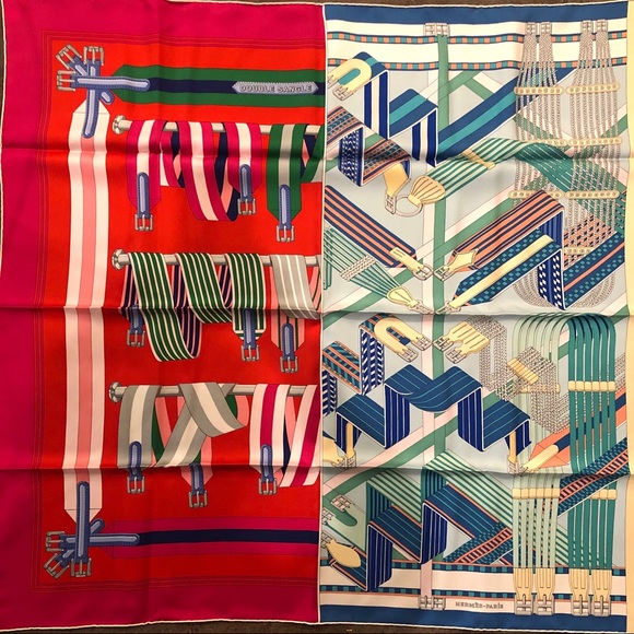 Hermes Double Sangle Scarf 90cm Silk Twill NWB - Picture 2 of 8